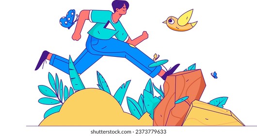 Personas que ejercen una función saludable en la ilustración de operaciones de internet vectorial
