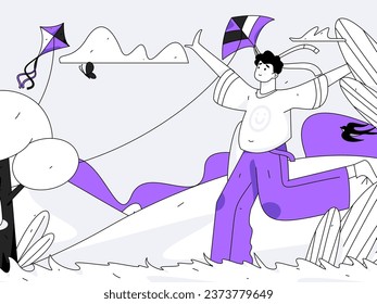 Personas que ejercen una función saludable en la ilustración de operaciones de internet vectorial

