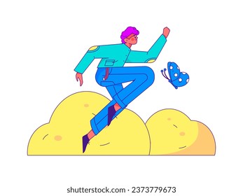 People exercising healthy running vector internet operation illustration
