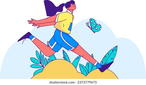 People exercising healthy running vector internet operation illustration
