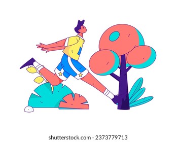 People exercising healthy running vector internet operation illustration
