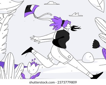 People exercising healthy running vector internet operation illustration
