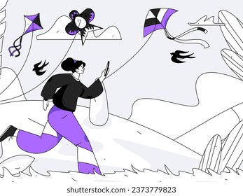 People exercising healthy running vector internet operation illustration
