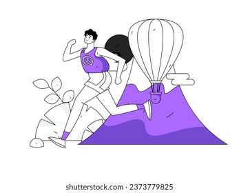 Personas que ejercen una función saludable en la ilustración de operaciones de internet vectorial
