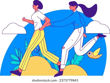 Personas que ejercen una función saludable en la ilustración de operaciones de internet vectorial
