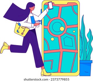 People exercising healthy running vector internet operation illustration
