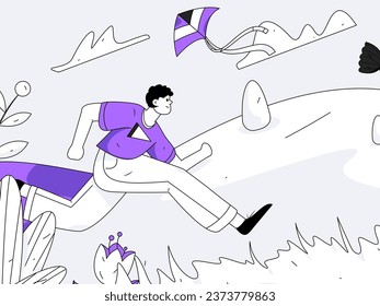 Personas que ejercen una función saludable en la ilustración de operaciones de internet vectorial

