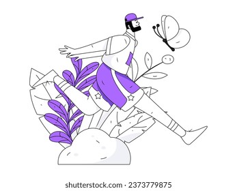 People exercising healthy running vector internet operation illustration
