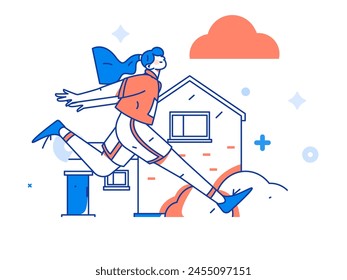 People exercising healthy running vector internet operation illustration
