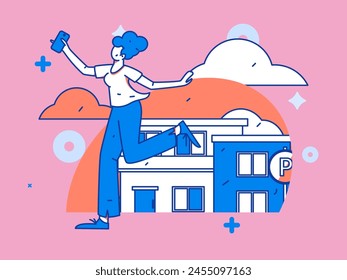 People exercising healthy running vector internet operation illustration
