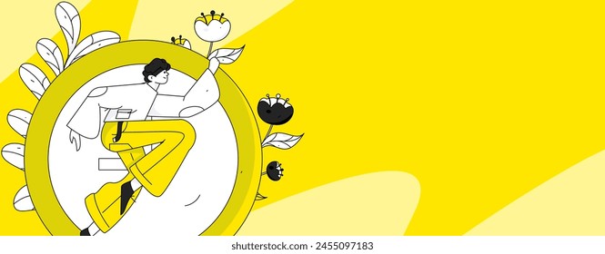 People exercising healthy running vector internet operation illustration
