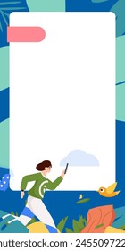 People exercising healthy running vector internet operation illustration
