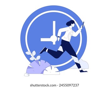 People exercising healthy running vector internet operation illustration
