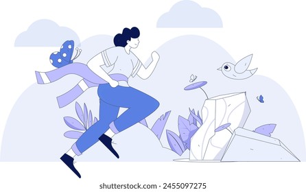 People exercising healthy running vector internet operation illustration
