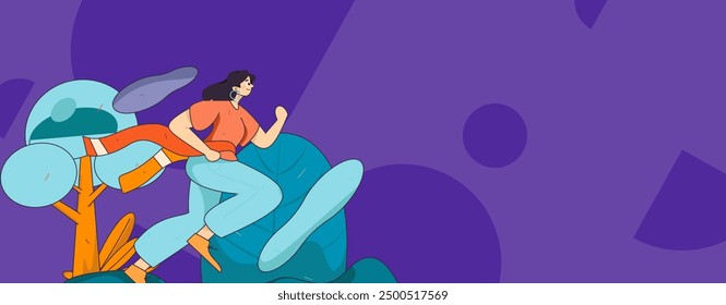 People exercising healthy running vector internet operation illustration
