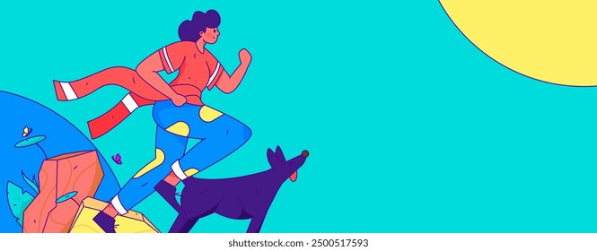 People exercising healthy running vector internet operation illustration
