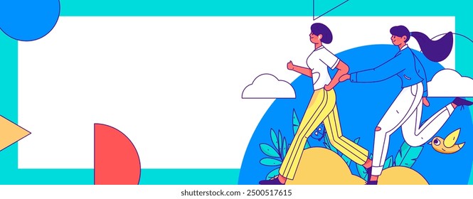 People exercising healthy running vector internet operation illustration
