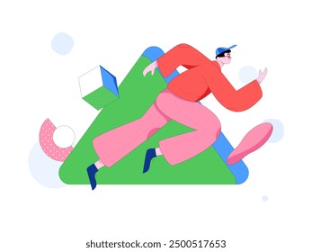 People exercising healthy running vector internet operation illustration
