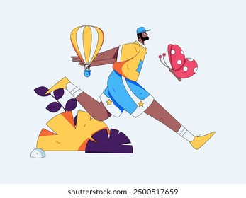 People exercising healthy running vector internet operation illustration
