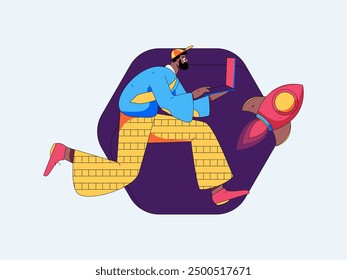People exercising healthy running vector internet operation illustration
