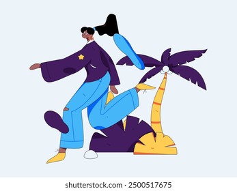 People exercising healthy running vector internet operation illustration
