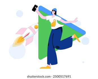 People exercising healthy running vector internet operation illustration
