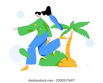 People exercising healthy running vector internet operation illustration
