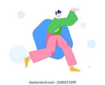 People exercising healthy running vector internet operation illustration
