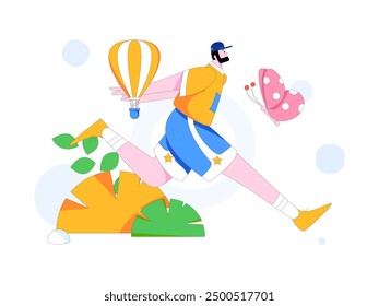 People exercising healthy running vector internet operation illustration
