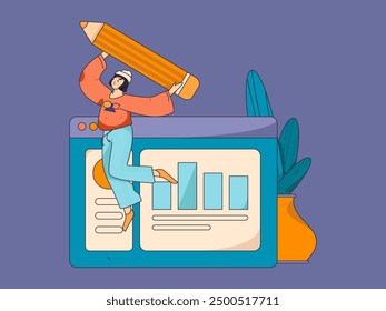 People exercising healthy running vector internet operation illustration
