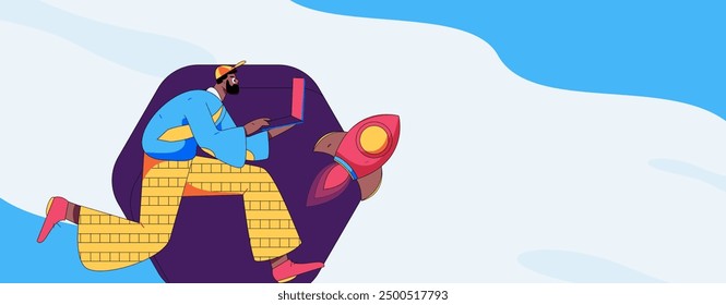 People exercising healthy running vector internet operation illustration
