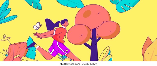 People exercising healthy running vector internet operation illustration
