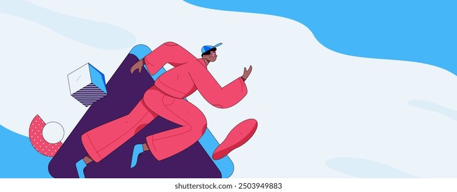 People exercising healthy running vector internet operation illustration
