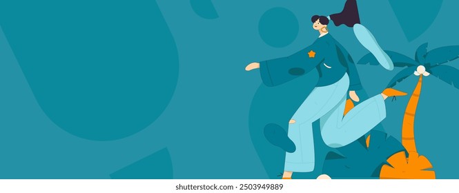 People exercising healthy running vector internet operation illustration
