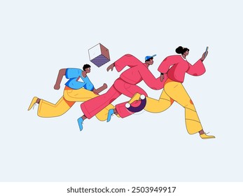 People exercising healthy running vector internet operation illustration
