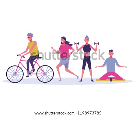 people exercising at park icon