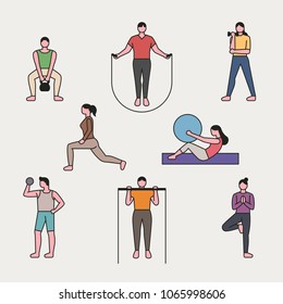 Cool Down After Workout Exercise Set Stock Vector (Royalty Free ...