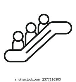 People exit escalator icon outline vector. Help alarm. Danger chute