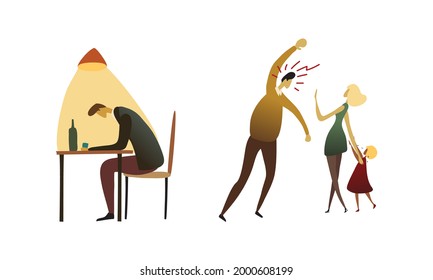 People Experiencing Negative Emotions Isolated on White Background Vector Set