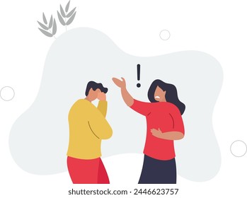 People experiencing stress and anger. Negative emotions .flat vector illustration.woman screaming at man