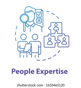 People Expertise Concept Icon. Community Work. Human Resources. Cooperation For Project. Professional Advice. Building Team Idea Thin Line Illustration. Vector Isolated Outline RGB Color Drawing