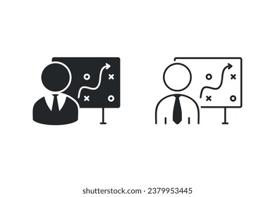 La gente explica las tácticas. Vector de ilustración