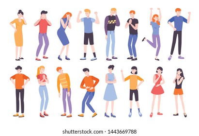 People expressing different emotions flat composition vector illustration