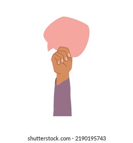 People expressing different thoughts and opinions by raising placard, banner and thought bubble card. International character, hand showing blank paper. Vector in flat style illustration