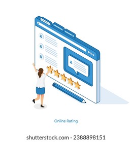 People expressing happiness. Received good rating comments from customers. Isometric vector.