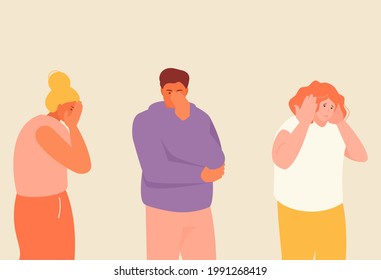 People expressing stress and anxiety. Depression and despair. Fear, panic, bad news, grief