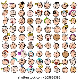 People Expression Doodle Cartoon Icons