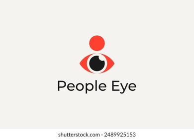 People Eye Logo. Geometric 
Eye with Human Icon Combination isolated on White Background. Flat Vector Logo Design Template Element for Branding Logos.