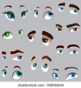 People eyes set. Different people eyes. Girl and boy eyes.