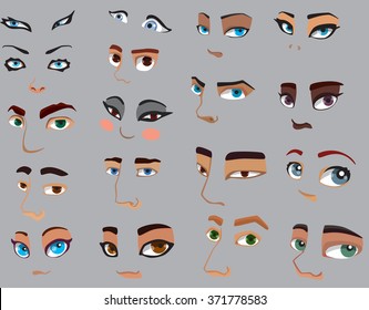  People eyes set. Different people eyes. Girl and boy eyes. Cute eyes. Beautiful eyes. Man and woman eyes.